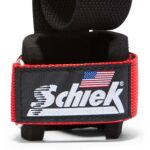 1000PLS Schiek Power Lifting Straps Red Wrist Support Close Up 1000PLS Schiek Power Lifting Straps Red Wrist Support Close Up